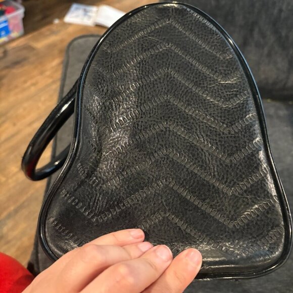 Ted Baker black chevron print bowler bag purse - Picture 5 of 8